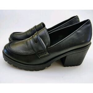 Vintage SODA Chunky Black Platform Block‎ Heels Y2K Academia Whimsygoth 11M